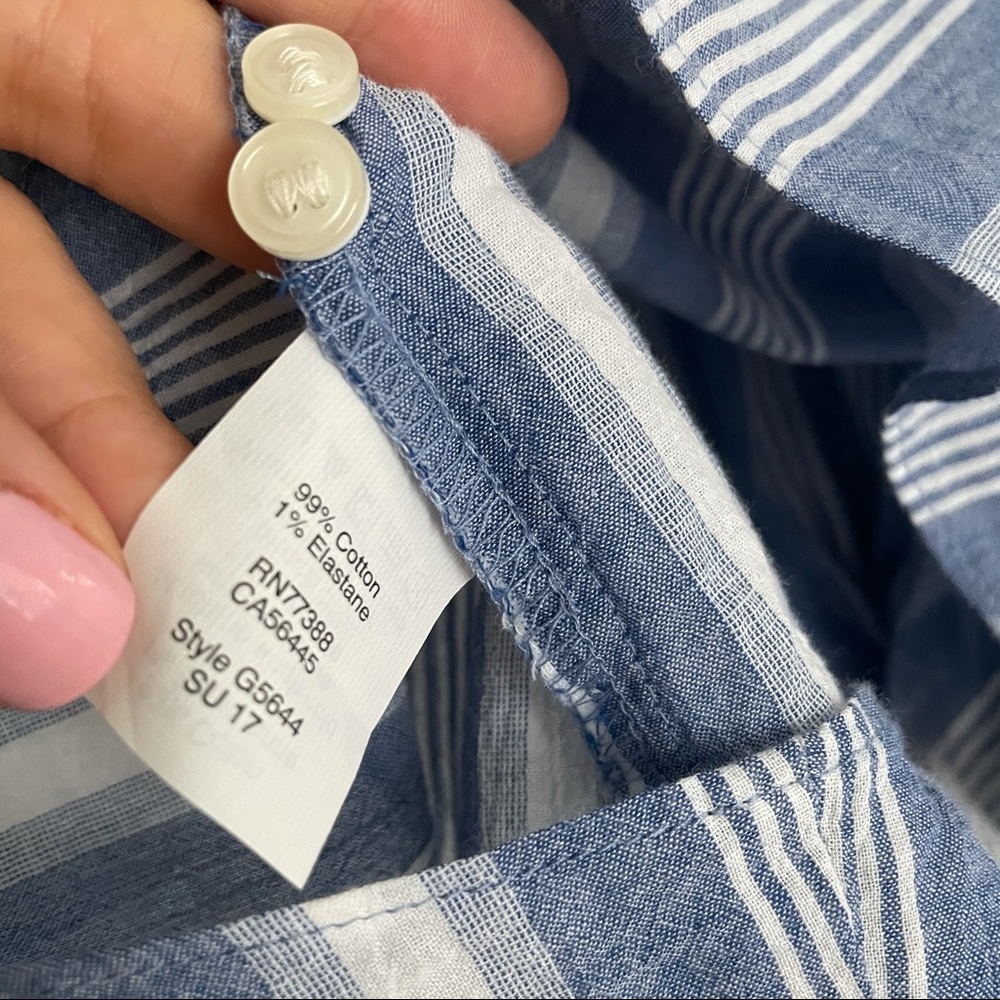 *SOLD* J Crew Striped Tie Waist Button Down M - Picture 14 of 15